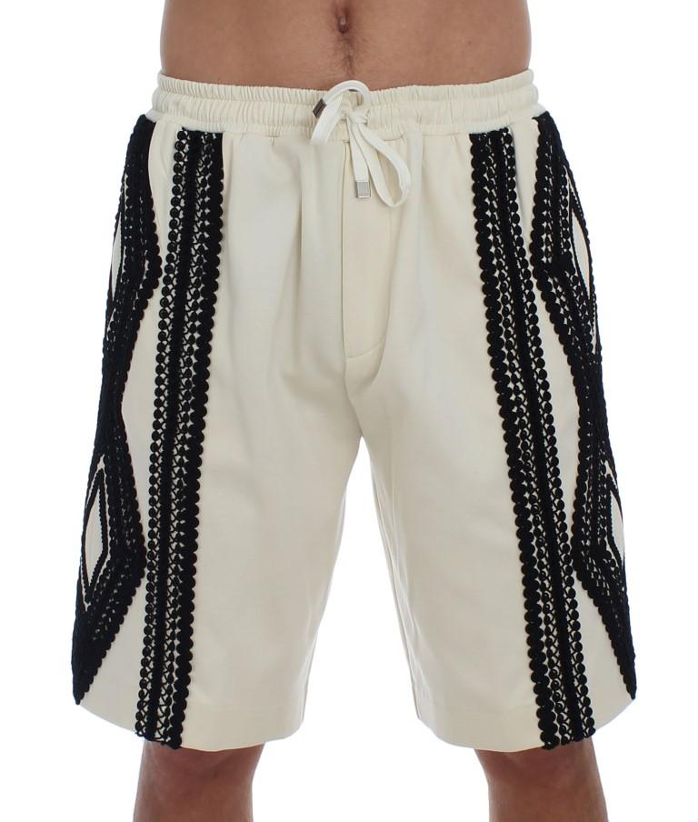White Black Torero Above Knees Shorts