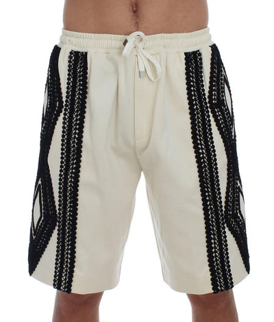 White Black Torero Above Knees Shorts
