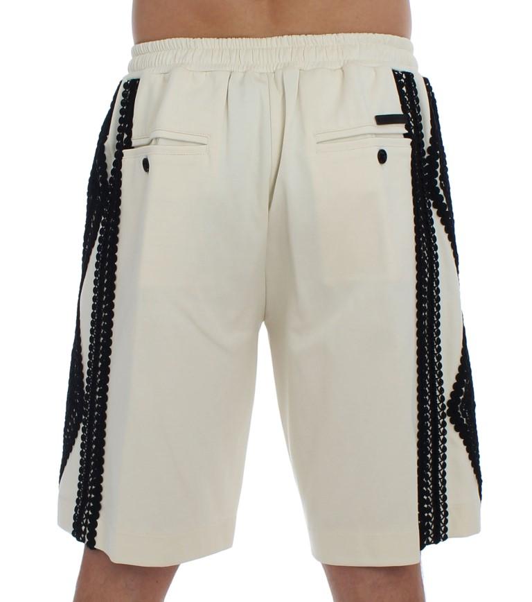 White Black Torero Above Knees Shorts