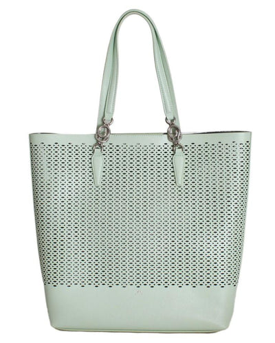 Light Green Leather Tote Shopping Bag