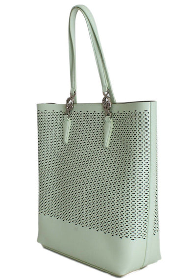 Light Green Leather Tote Shopping Bag