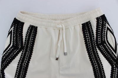 White Black Torero Above Knees Shorts