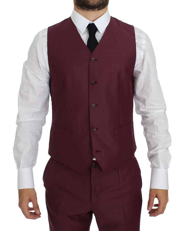 Bordeaux Slim Double Breast 3 Piece Suit