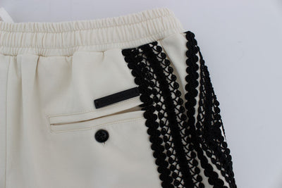 White Black Torero Above Knees Shorts
