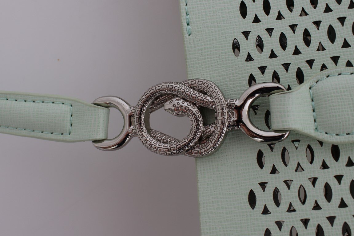 Light Green Leather Tote Shopping Bag