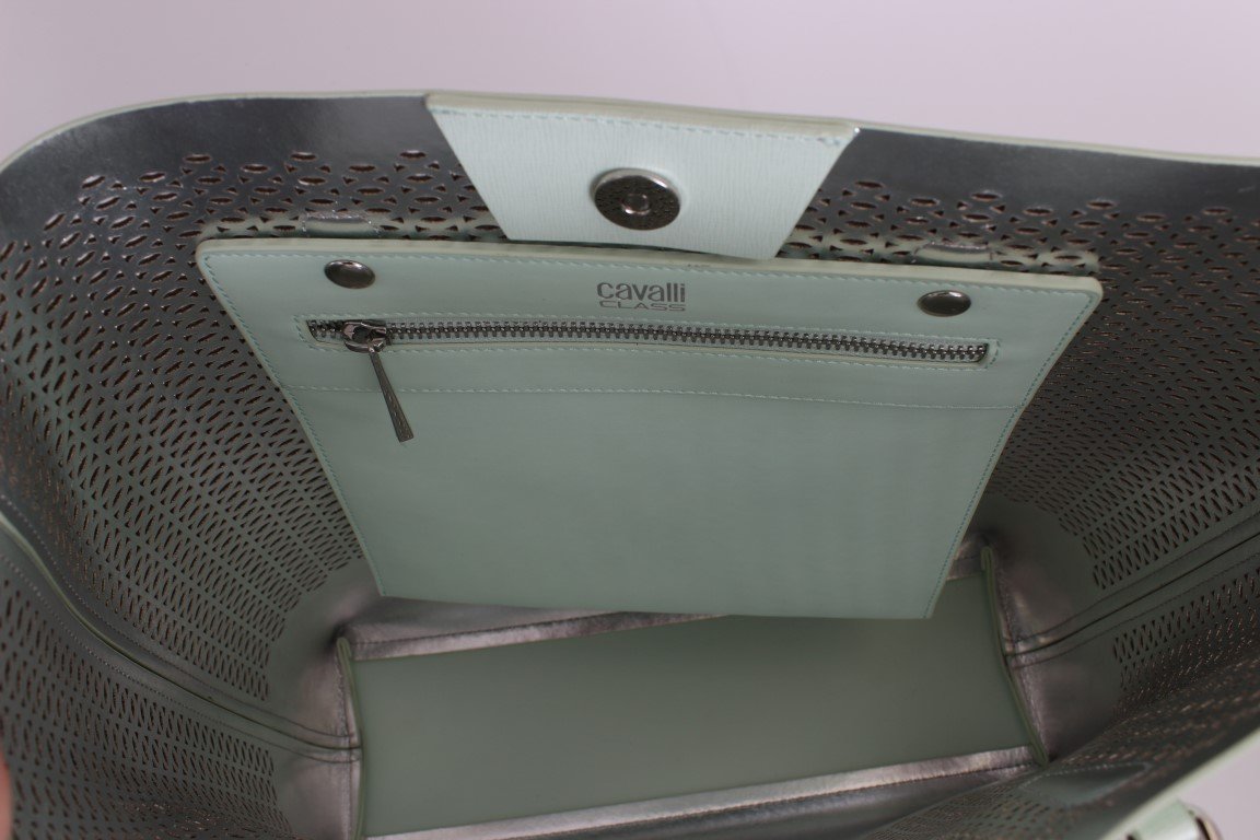 Light Green Leather Tote Shopping Bag