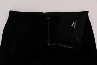 Black Cotton Corduroy Capri Pants