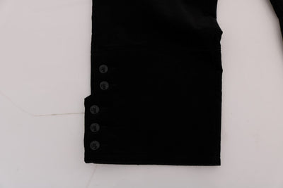 Black Cotton Corduroy Capri Pants