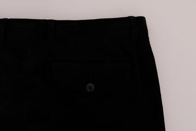 Black Cotton Corduroy Capri Pants