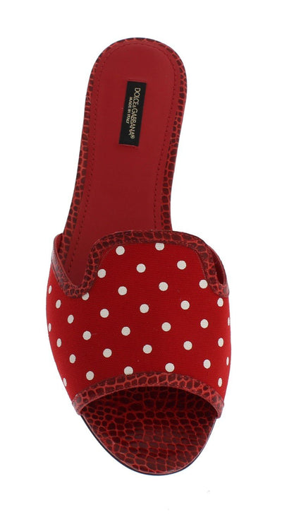 Red Cotton Crocodile Flat Sandals