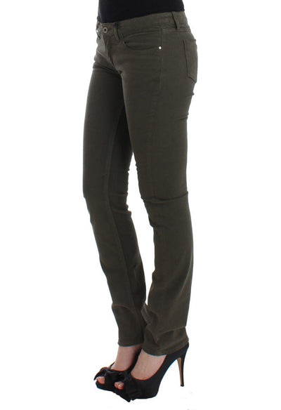 Green slim leg jeans