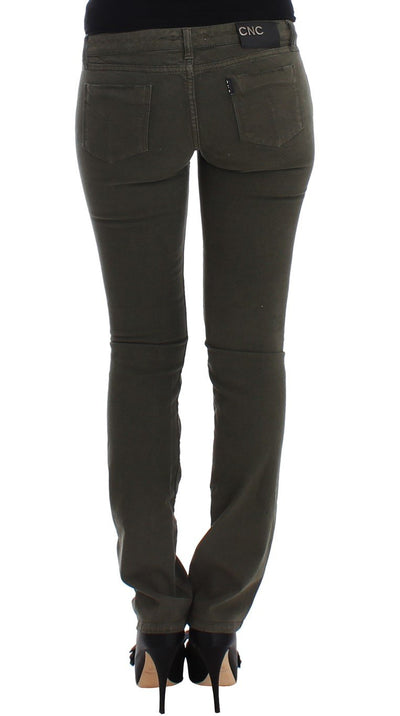 Green slim leg jeans