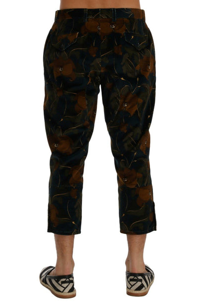 Blue Floral Print Capri Pants