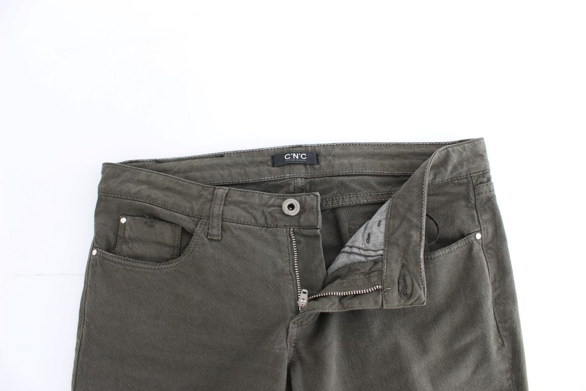 Green slim leg jeans