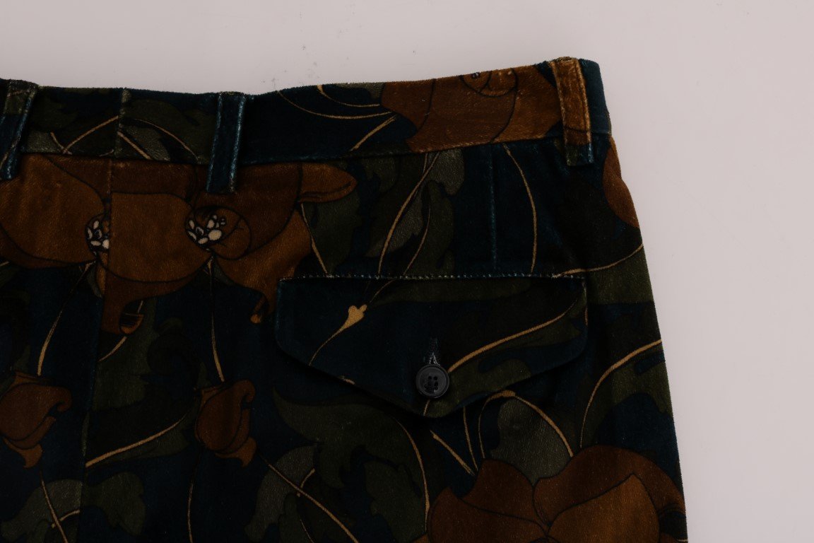 Blue Floral Print Capri Pants