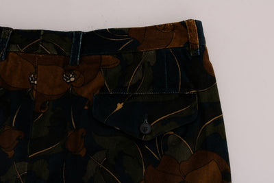 Blue Floral Print Capri Pants