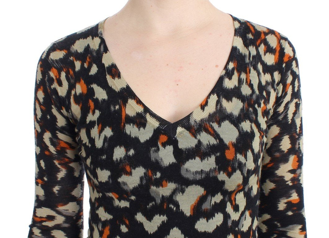 Multicolor v-neck wool jumper