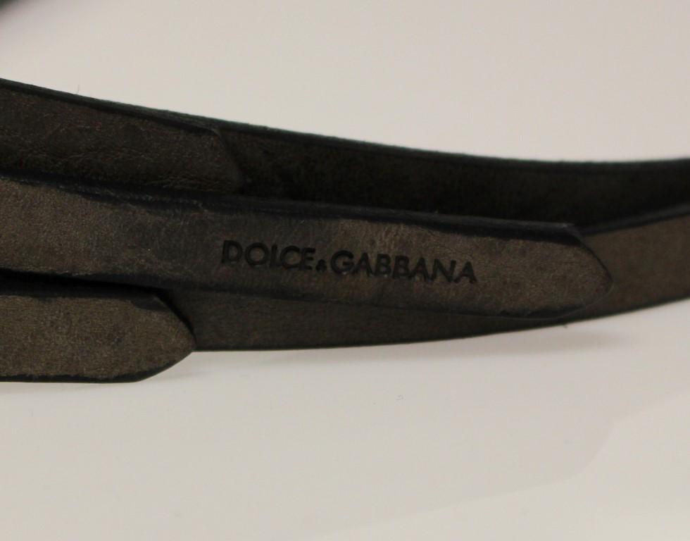 Gray Leather Logo Belt