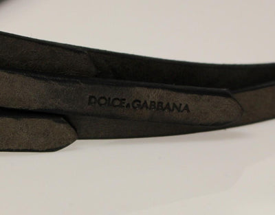 Gray Leather Logo Belt