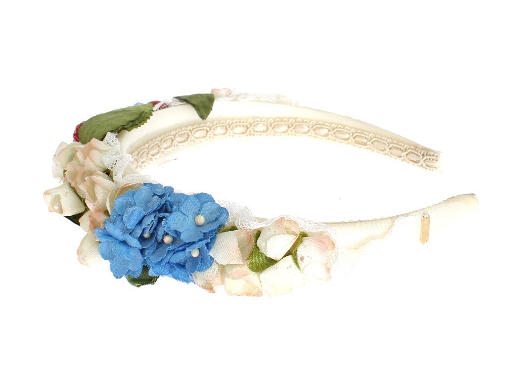 Multicolor Silk Floral Crystal Runway Headband Hair Diadem