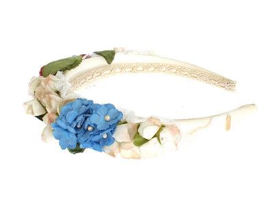Multicolor Silk Floral Crystal Runway Headband Hair Diadem
