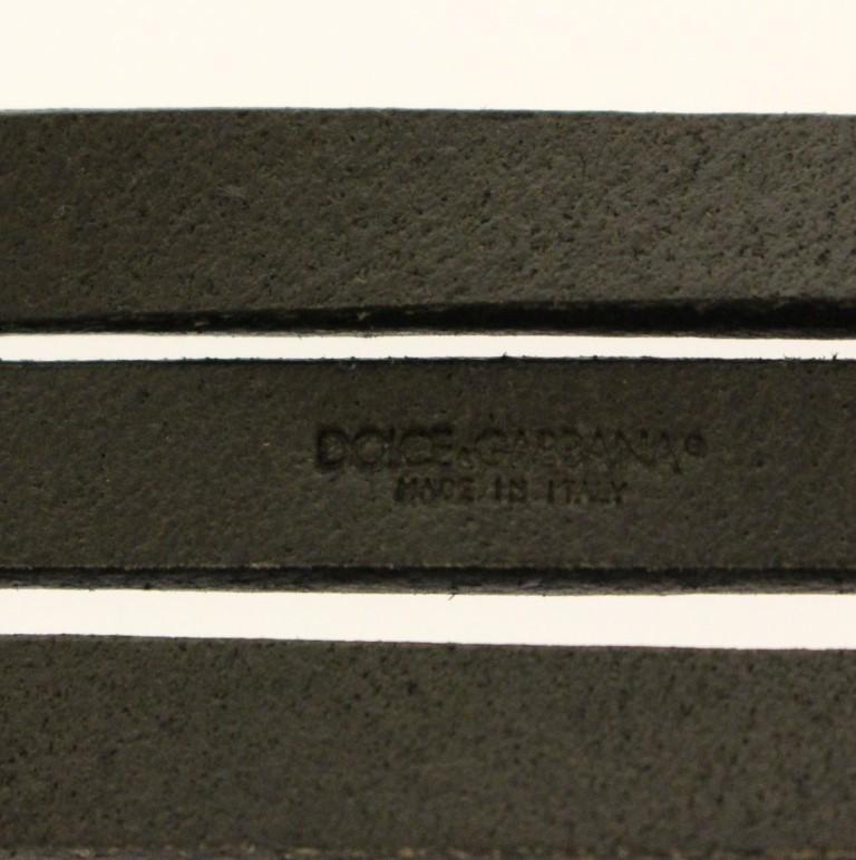Gray Leather Logo Belt