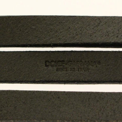 Gray Leather Logo Belt