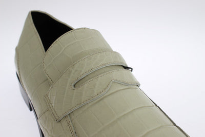 White Crocodile Skin Loafers Dress Shoes