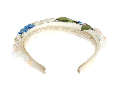 Multicolor Silk Floral Crystal Runway Headband Hair Diadem