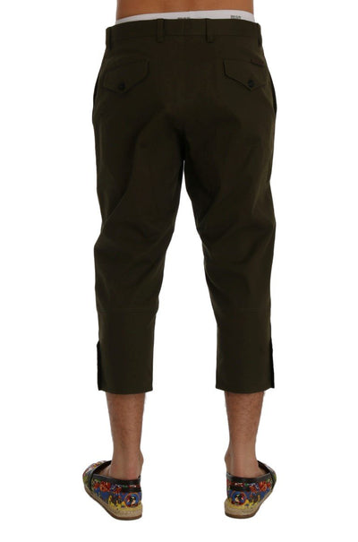 Green Cotton Stretch Capri Pants