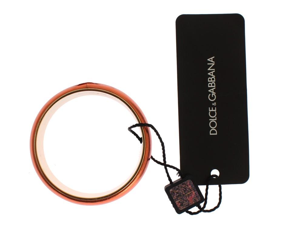 Orange Leather Gold Brass Bracelet