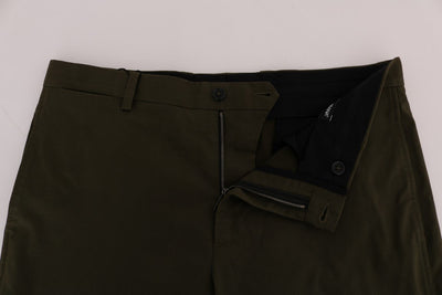 Green Cotton Stretch Capri Pants