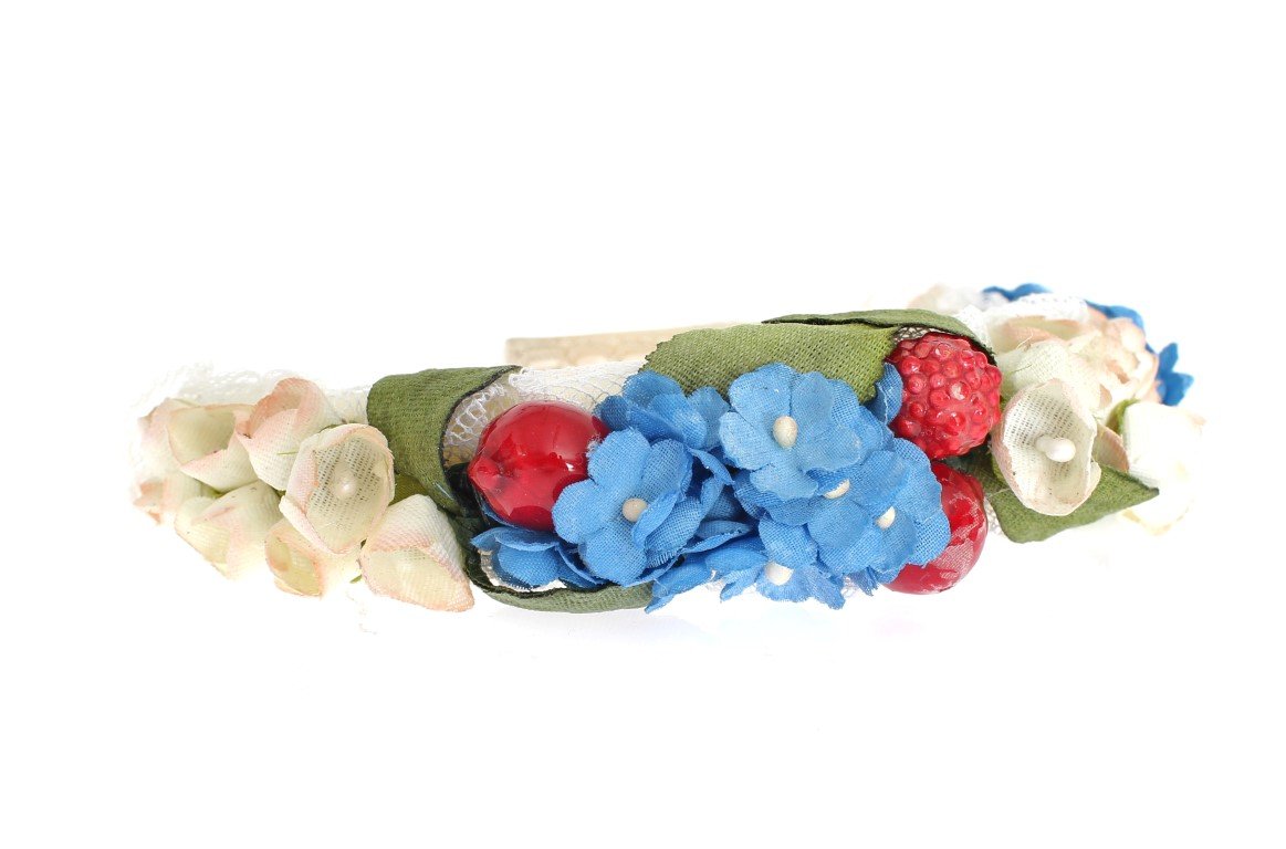 Multicolor Silk Floral Crystal Runway Headband Hair Diadem