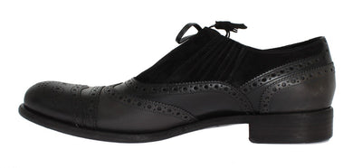 Black Leather Wingtip Oxford Shoes