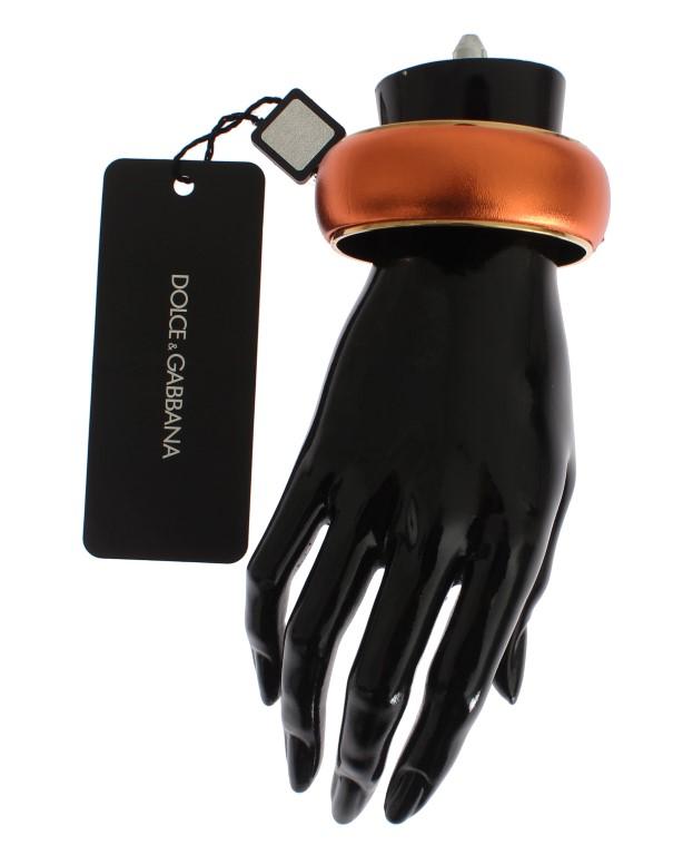 Orange Leather Gold Brass Bracelet