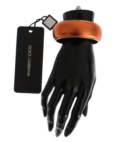 Orange Leather Gold Brass Bracelet