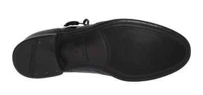 Black Leather Wingtip Oxford Shoes