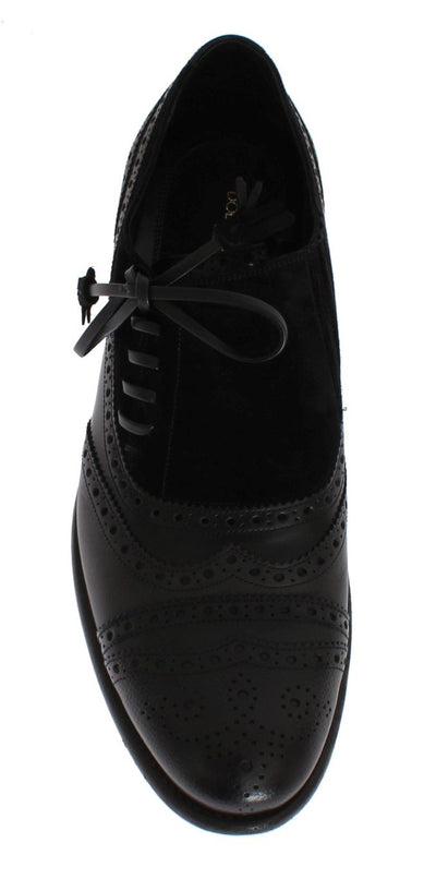 Black Leather Wingtip Oxford Shoes