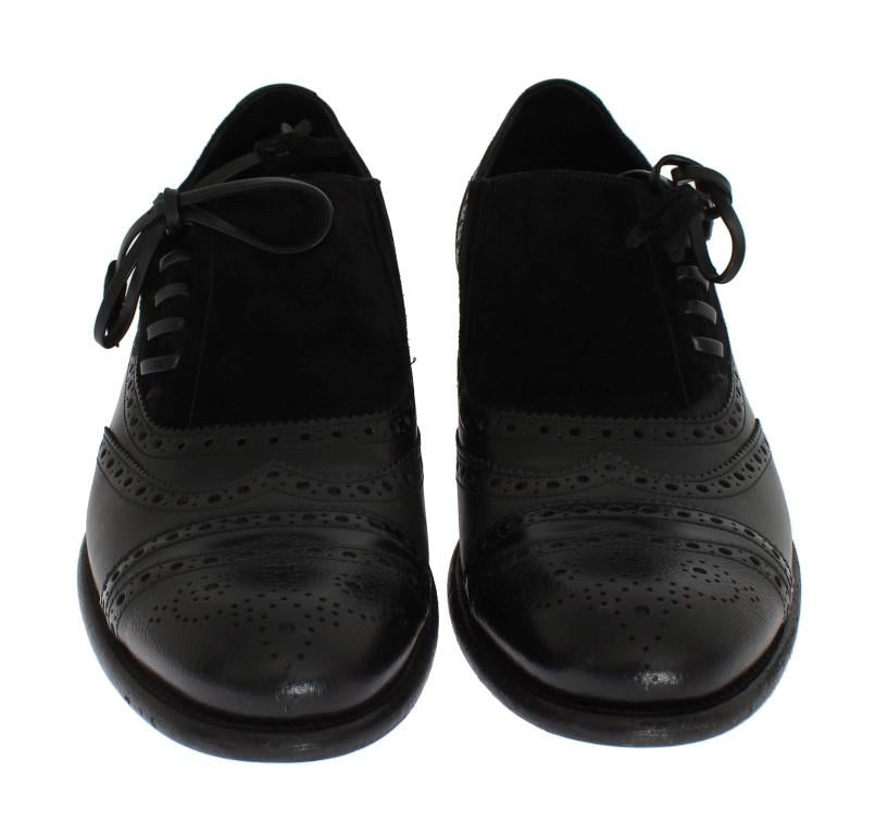 Black Leather Wingtip Oxford Shoes
