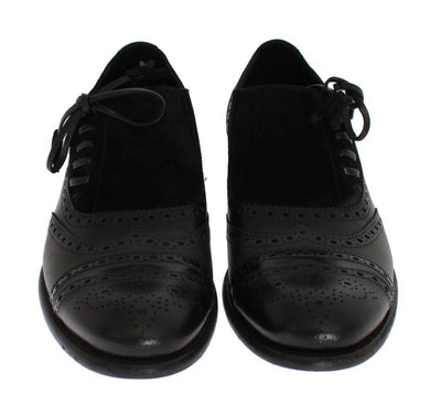 Black Leather Wingtip Oxford Shoes