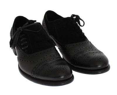 Black Leather Wingtip Oxford Shoes