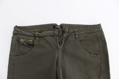 Green slim leg jeans