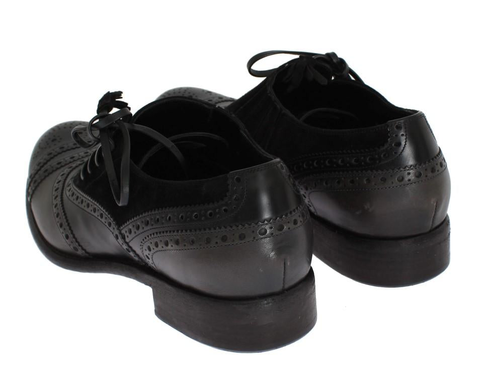 Black Leather Wingtip Oxford Shoes