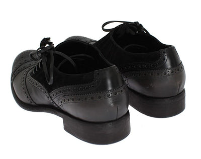 Black Leather Wingtip Oxford Shoes