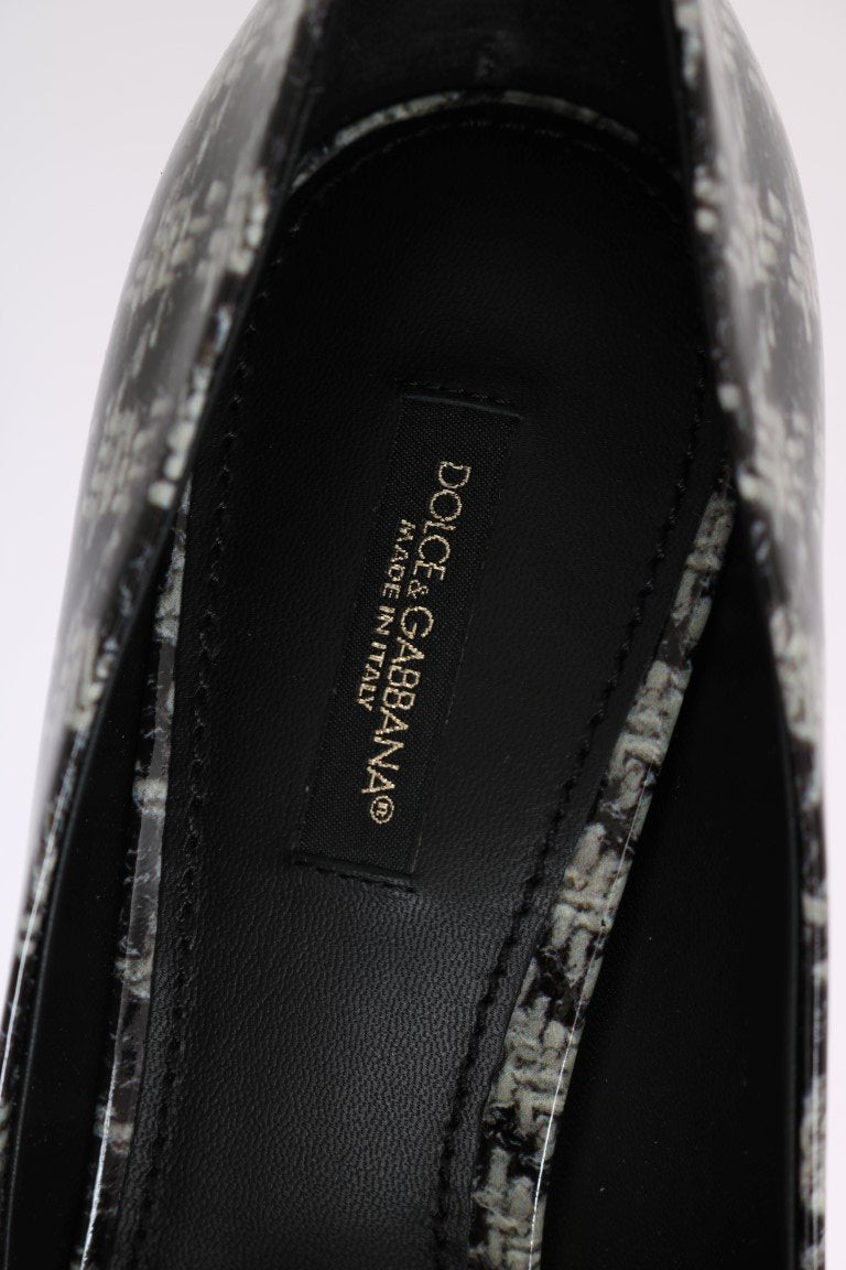 Gray Leather Crystal Pumps
