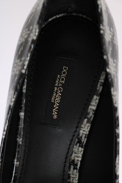 Gray Leather Crystal Pumps