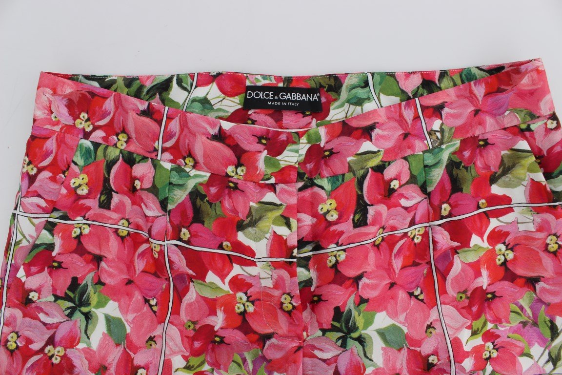 Multicolor Floral Knee Capris Shorts Pants