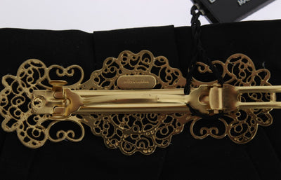 Gold Brass Sicily Baroque Clear Crystals Hair Clip