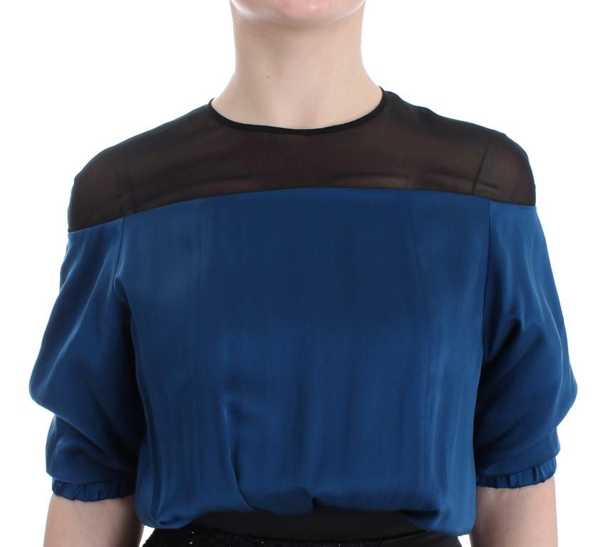 Blue Black Silk Shift Sheath Dress