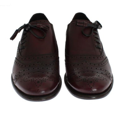 Bordeaux Leather Wingtip Oxford Shoes